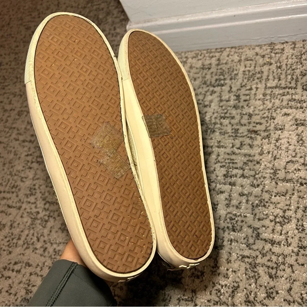 Tory Burch Leather Jesse Gold Perforated Slip-On Loafers Size 9.5